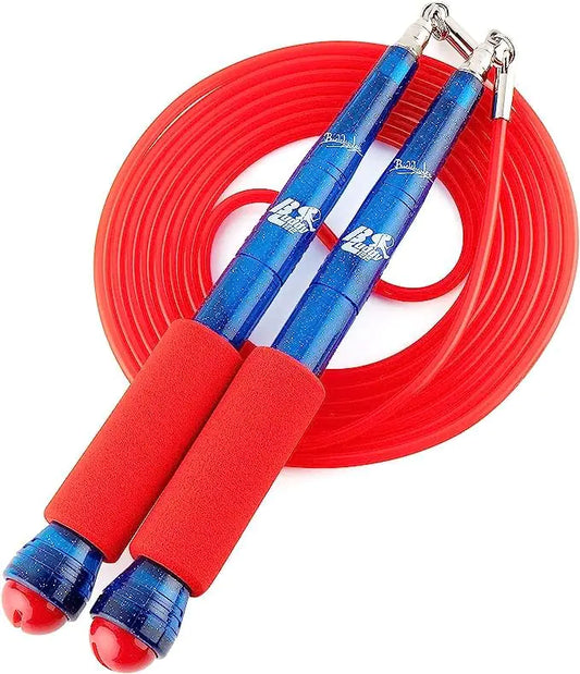 Buddy Lee Jump Ropes Rope Master Blue Red Original Ball Bearing Jump Rope 9” HD Plastic Handles. Perfect Jump Rope for Fitness CrossFit Gym Endurance Jumping Cross Overs Extreme Jumping