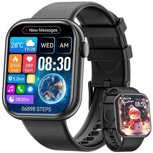 Hwagol Smart Watch (Answer/Make Call) 1.85inch Fitness Tracker DIY Dials/Pedometer/Calories/Multiple Sport Modes/Voice Assistant Smart Watches for Men Women Android iOS Phones