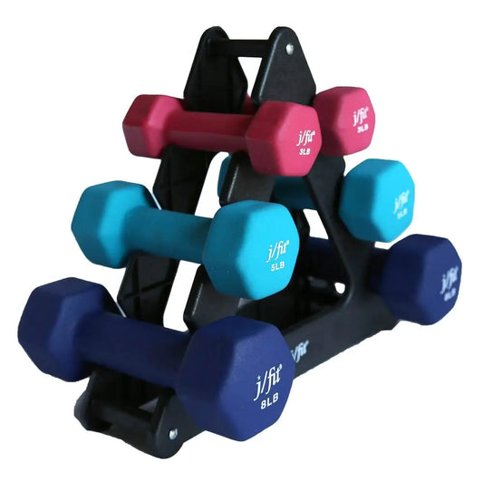 J/FIT 20-5200 32-Pound Dumbbell Set with Rack